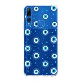 PrintiFy Huawei Y9 Prime 2019 ile Uyumlu 1mm Slim Fit Nazar Boncuğu 1 Baskılı Şeffaf Kılıf