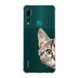 Printify Huawei Y9 Prime 2019 Uyumlu Köşe Korumalı Antişok Kapak Catface Tasarımlı Şeffaf Kılıf