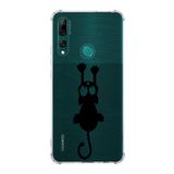 Printify Huawei Y9 Prime 2019 Uyumlu Köşe Korumalı Antişok Kapak Çizgi Kedi Tasarımlı Şeffaf Kılıf