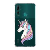 Printify Huawei Y9 Prime 2019 Uyumlu Köşe Korumalı Antişok Kapak Unicorn Tasarımlı Şeffaf Kılıf