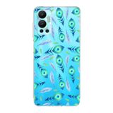 PrintiFy İnfinix Hot 12 ile Uyumlu Nazar Boncuğu 3 Baskılı Kamera Korumalı Şeffaf Silikon Kılıf