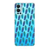 PrintiFy İnfinix Hot 12 ile Uyumlu Nazar Boncuğu 4 Baskılı Kamera Korumalı Şeffaf Silikon Kılıf