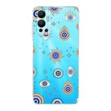 PrintiFy İnfinix Hot 12 ile Uyumlu Nazar Boncuğu 5 Kamera Korumalı Şeffaf Silikon Kılıf