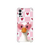 PrintiFy İnfinix Hot 12 ile Uyumlu Pembe Pötikare Serisi Göletin Gülü Tasarımlı Uv Baskılı Köşe Korumalı Antişok Kılıf