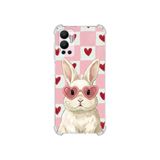 PrintiFy İnfinix Hot 12 ile Uyumlu Pembe Pötikare Serisi Pembe Zıpzıp Tasarımlı Uv Baskılı Köşe Korumalı Antişok Kılıf