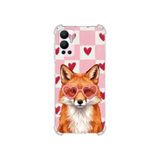 PrintiFy İnfinix Hot 12 ile Uyumlu Pembe Pötikare Serisi Tatlı Kurnaz Tasarımlı Uv Baskılı Köşe Korumalı Antişok Kılıf
