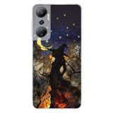 PrintiFy Infinix Hot 20 ile Uyumlu Vitray Cadı Saati Tasarımlı Şeffaf Silikon Kılıf