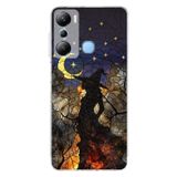 PrintiFy Infinix Hot 20i ile Uyumlu Vitray Cadı Saati Tasarımlı Şeffaf Silikon Kılıf