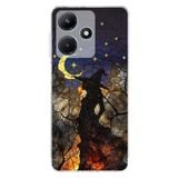 PrintiFy Infinix Hot 30i ile Uyumlu Vitray Cadı Saati Tasarımlı Şeffaf Silikon Kılıf