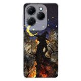 PrintiFy Infinix Hot 40 Pro ile Uyumlu Vitray Cadı Saati Tasarımlı Şeffaf Silikon Kılıf