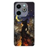 PrintiFy Infinix Hot 40i ile Uyumlu Vitray Cadı Saati Tasarımlı Şeffaf Silikon Kılıf