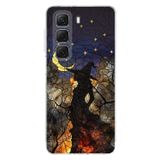 PrintiFy Infinix Hot 50 Pro Plus 4G ile Uyumlu Vitray Cadı Saati Tasarımlı Şeffaf Silikon Kılıf