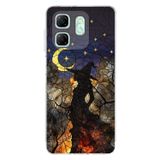 PrintiFy Infinix Smart 9 ile Uyumlu Vitray Cadı Saati Tasarımlı Şeffaf Silikon Kılıf