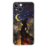 PrintiFy iPhone 13 ile Uyumlu Vitray Cadı Saati Tasarımlı Şeffaf Silikon Kılıf