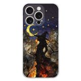 PrintiFy iPhone 15 Pro ile Uyumlu Vitray Cadı Saati Tasarımlı Şeffaf Silikon Kılıf