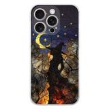 PrintiFy iPhone 15 Pro Max ile Uyumlu Vitray Cadı Saati Tasarımlı Şeffaf Silikon Kılıf