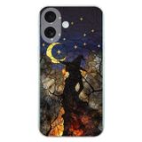 PrintiFy iPhone 16 ile Uyumlu Vitray Cadı Saati Tasarımlı Şeffaf Silikon Kılıf