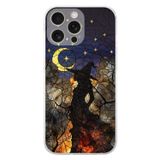 PrintiFy iPhone 16 Pro ile Uyumlu Vitray Cadı Saati Tasarımlı Şeffaf Silikon Kılıf