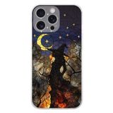 PrintiFy iPhone 16 Pro Max ile Uyumlu Vitray Cadı Saati Tasarımlı Şeffaf Silikon Kılıf