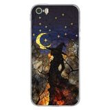 PrintiFy iPhone 5S ile Uyumlu Vitray Cadı Saati Tasarımlı Şeffaf Silikon Kılıf
