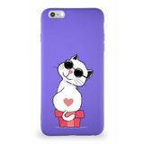 PrintiFy iPhone 6 Plus Soft Premier Kapak Coolcat Tasarımlı Silikon Kılıf - Mor