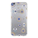 Printify iPhone 6s Plus İle Uyumlu 1mm Slim Fit Nazar Boncuğu 5 Baskılı Şeffaf Kılıf