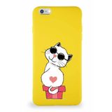 Printify Iphone 6S Plus Soft Premier Kapak Coolcat Tasarımlı Silikon Kılıf - Sarı Uyumlu