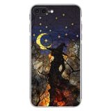 PrintiFy iPhone 7 Plus ile Uyumlu Vitray Cadı Saati Tasarımlı Şeffaf Silikon Kılıf