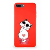 PrintiFy iPhone 8 Plus Uyumlu Soft Premier Kapak Coolcat Tasarımlı Silikon Kılıf - Kırmızı