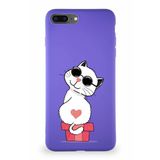 Printify Iphone 8 Plus Uyumlu Soft Premier Kapak Coolcat Tasarımlı Silikon Kılıf - Mor