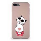 Printify Iphone 8 Plus Uyumlu Soft Premier Kapak Coolcat Tasarımlı Silikon Kılıf - Pudra