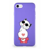 PrintiFy iPhone Se 2020 Soft Premier Kapak Coolcat Tasarımlı Silikon Kılıf - Mor