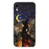 PrintiFy iPhone XR ile Uyumlu Vitray Cadı Saati Tasarımlı Şeffaf Silikon Kılıf