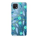 PrintiFy Oppo A15 ile Uyumlu 1mm Slim Fit Nazar Boncuğu 3 Baskılı Şeffaf Kılıf