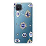 PrintiFy Oppo A15 Uyumlu 1mm Slim Fit Nazar Boncuğu 5 Baskılı Şeffaf Kılıf