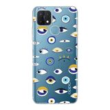 PrintiFy Oppo A15S ile Uyumlu 1mm Slim Fit Nazar Boncuğu 2 Baskılı Şeffaf Kılıf