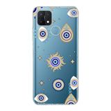 PrintiFy Oppo A15S ile Uyumlu 1mm Slim Fit Nazar Boncuğu 5 Baskılı Şeffaf Kılıf