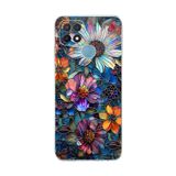 PrintiFy Oppo A15S ile Uyumlu Vitray Mücevher Flora Tasarımlı Şeffaf Silikon Kılıf