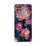 PrintiFy Oppo A15S ile Uyumlu Vitray Sessiz Lotus Tasarımlı Şeffaf Silikon Kılıf