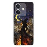 PrintiFy Oppo A3 ile Uyumlu Vitray Cadı Saati Tasarımlı Şeffaf Silikon Kılıf