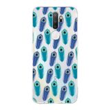PrintiFy Oppo A5 2020 ile Uyumlu 1mm Slim Fit Nazar Boncuğu 4 Baskılı Şeffaf Kılıf