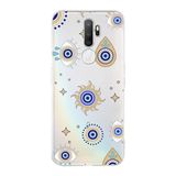 PrintiFy Oppo A5 2020 ile Uyumlu 1mm Slim Fit Nazar Boncuğu 5 Baskılı Şeffaf Kılıf