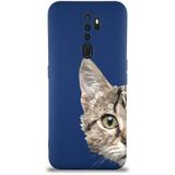 PrintiFy Oppo A5 2020 Uyumlu Lansman Kılıf Catface Tasarımlı İçi Kadife Kapak lacivert