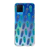 PrintiFy Oppo A54 ile Uyumlu 1mm Slim Fit Nazar Boncuğu 4 Baskılı Şeffaf Kılıf