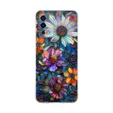 PrintiFy Oppo A55 ile Uyumlu Vitray Mücevher Flora Tasarımlı Şeffaf Silikon Kılıf