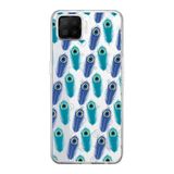 PrintiFy Oppo A73 ile Uyumlu 1mm Slim Fit Nazar Boncuğu 4 Baskılı Şeffaf Kılıf