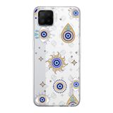PrintiFy Oppo A73 ile Uyumlu 1mm Slim Fit Nazar Boncuğu 5 Baskılı Şeffaf Kılıf