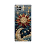 PrintiFy Oppo A73 ile Uyumlu Vitray Sol ve Luna Tasarımlı Şeffaf Silikon Kılıf