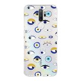 PrintiFy Oppo A9 2020 ile Uyumlu 1mm Slim Fit Nazar Boncuğu 2 Baskılı Şeffaf Kılıf