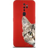 PrintiFy Oppo A9 2020 Uyumlu Lansman Kılıf Catface Tasarımlı İçi Kadife Kapak kirmizi